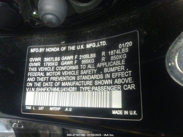 Honda Civic Hatchback Ex-l 2020 SHHFK7H84LU414281 Image 9