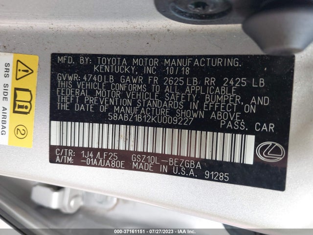 2019 Lexus ES, VIN: 58ABZ1B12KU009227