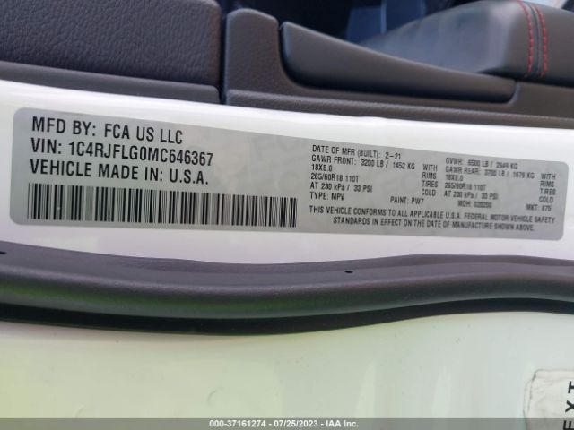 1C4RJFLG0MC646367 Jeep Grand Cherokee Trailhawk