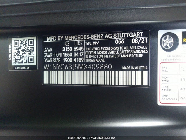 2021 Mercedes-Benz G-Class, VIN: W1NYC6BJ5MX409880