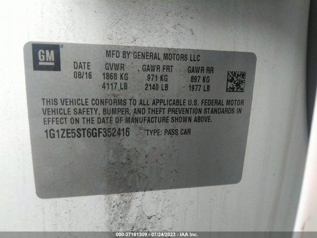 Chevrolet MALIBU LT 2016 1G1ZE5ST6GF352416 Image 9