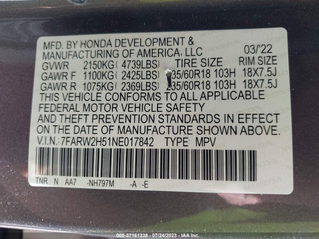 Honda CR-V EX 2022 7FARW2H51NE017842 Image 16