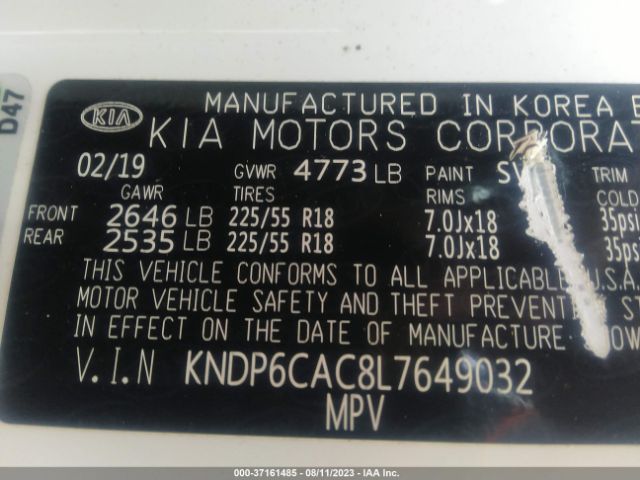 KNDP6CAC8L7649032 KIA SPORTAGE S