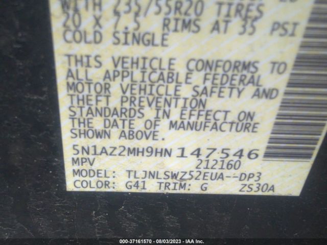 5N1AZ2MH9HN147546 Nissan Murano Platinum