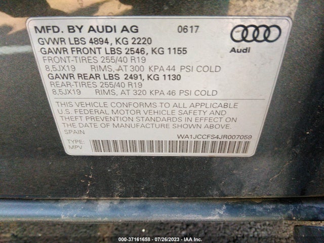 WA1JCCFS4JR007059 Audi Q3 Premium Plus