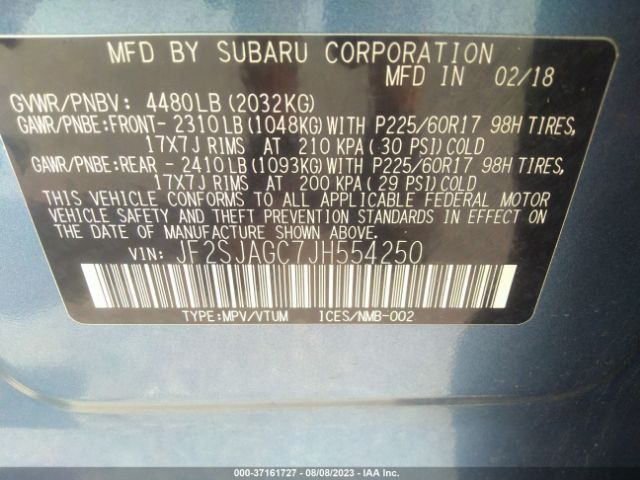 JF2SJAGC7JH554250 Subaru Forester Premium