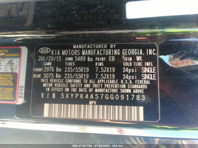 5XYPK4A57GG091783 KIA SORENTO SX