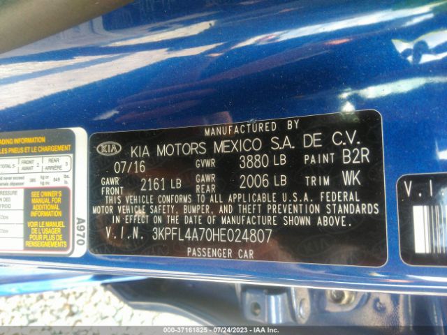 3KPFL4A70HE024807 KIA FORTE S