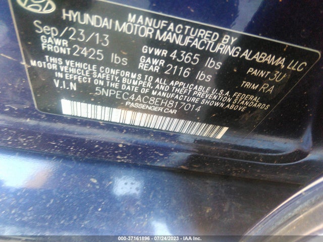 Hyundai Sonata Limited 2014 5NPEC4AC8EH817014 Image 9