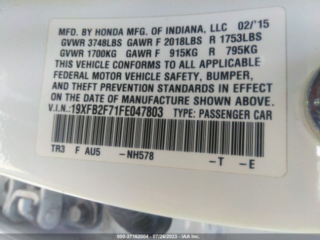 19XFB2F71FE047803 Honda Civic Sedan Se