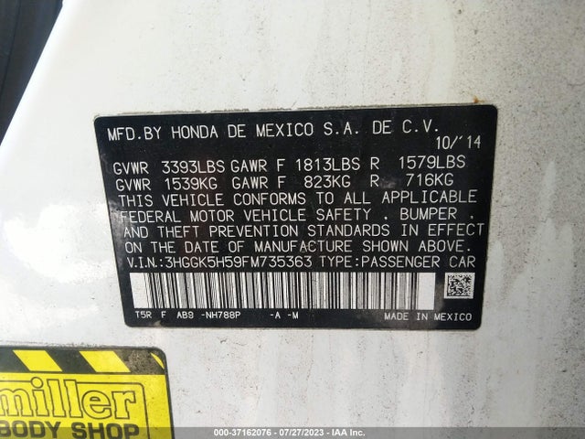 Honda FIT LX 2015 3HGGK5H59FM735363 Image 9
