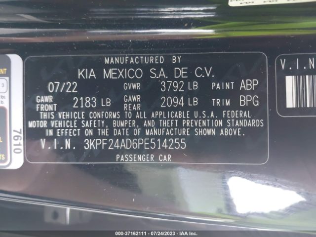 3KPF24AD6PE514255 KIA Forte Lxs