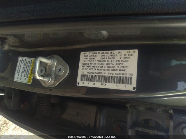 2010 HONDA ACCORD SDN LX VIN: 1HGCP2F39AA117191