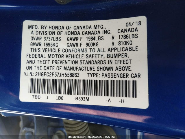 Honda Civic Sedan Lx 2018 2HGFC2F57JH558863 Image 9