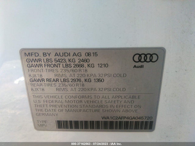 WA1C2AFP4GA045720 Audi Q5 PREMIUM