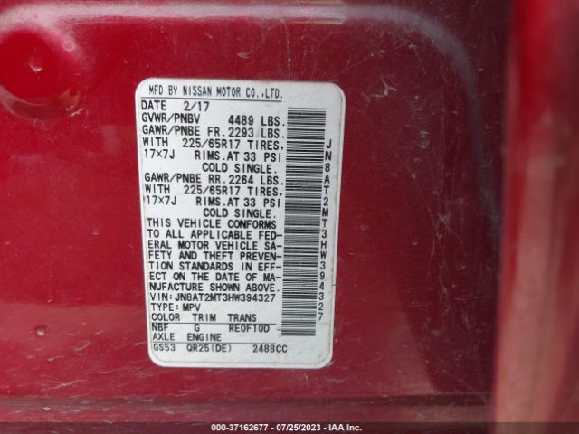JN8AT2MT3HW394327 Nissan ROGUE S