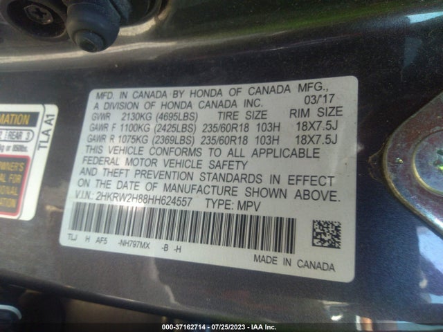 Honda Cr-v Ex-l 2017 2HKRW2H88HH624557 Image 9