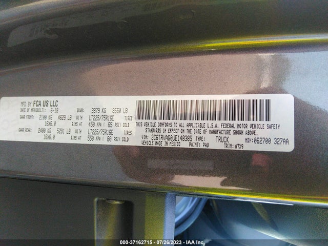 3C6TRVAG0JE148385 RAM Promaster Cargo Van