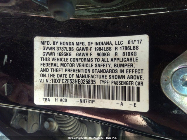 Honda Civic Sedan Lx 2017 19XFC2E53HE025835 Image 9