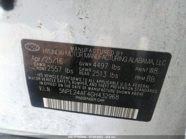 Hyundai Sonata 2.4l Se 2016 5NPE24AF4GH432968 Image 15