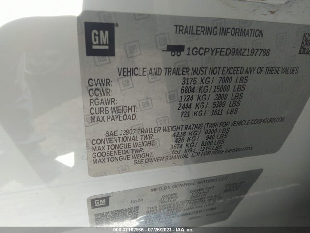 Chevrolet Silverado 1500 Lt Trail Boss 2021 1GCPYFED9MZ197788 Image 15