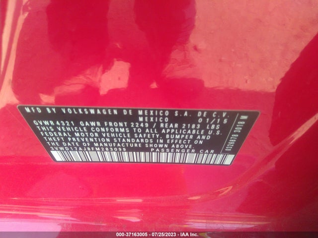 3VWD17AJ8FM283099 Volkswagen Jetta Sedan 1.8t Se W/connectivity
