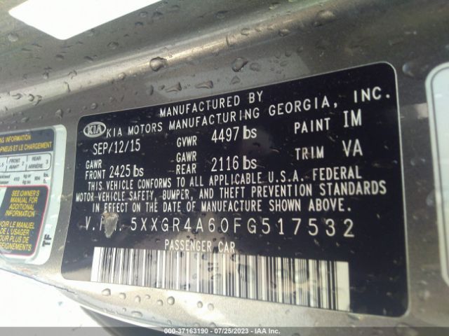 5XXGR4A60FG517532 KIA Optima Sxl Turbo
