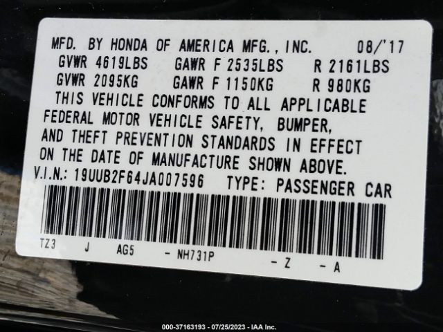 19UUB2F64JA007596 Acura Tlx W/a-spec Pkg
