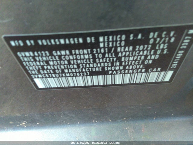 3VWC57BU7KM076237 Volkswagen Jetta S/se/r-line