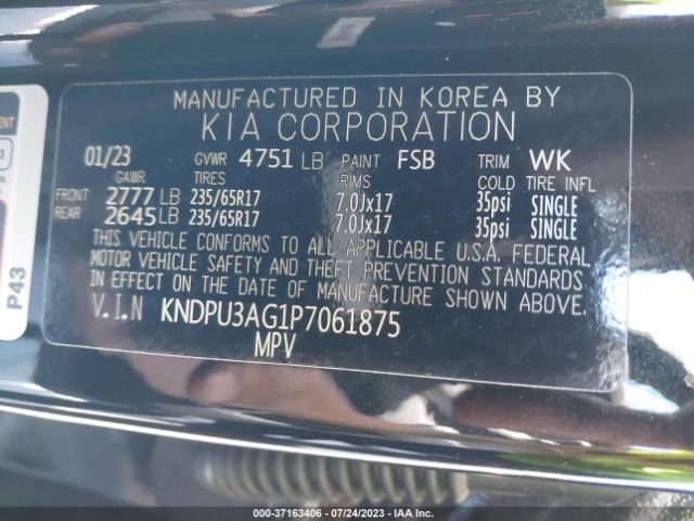 KNDPU3AG1P7061875 KIA Sportage Hybrid Lx