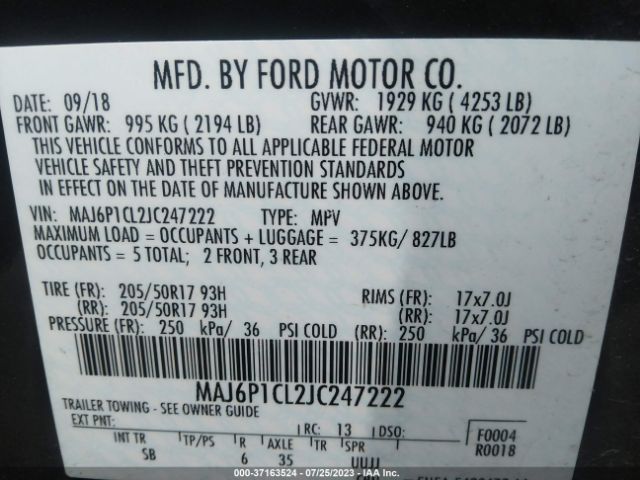 MAJ6P1CL2JC247222 Ford Ecosport Ses
