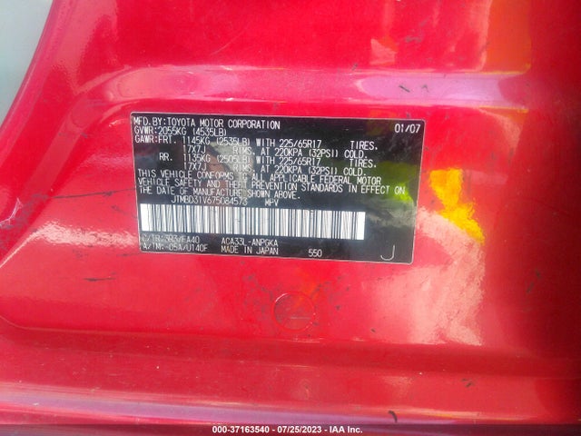 2007 TOYOTA RAV4 LIMITED VIN: JTMBD31V675084573