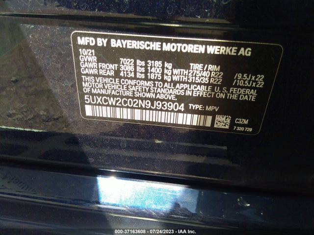 5UXCW2C02N9J93904 BMW X7 Xdrive40i