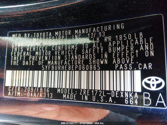 Toyota Corolla Le Plus 2014 5YFBURHE8EP060865 Image 9