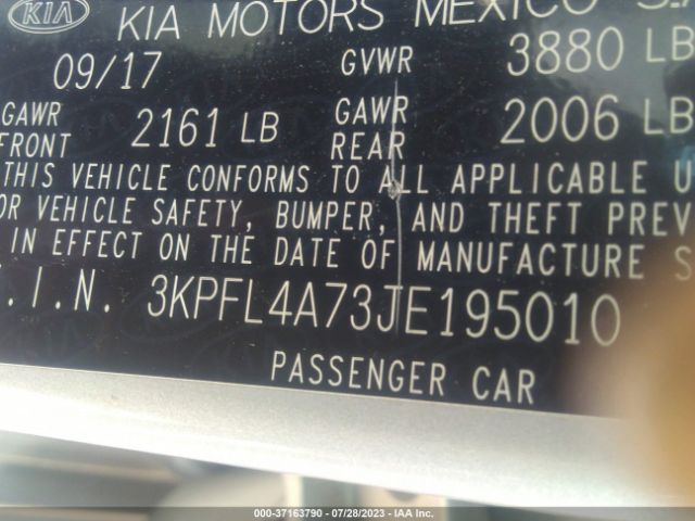 3KPFL4A73JE195010 KIA FORTE LX