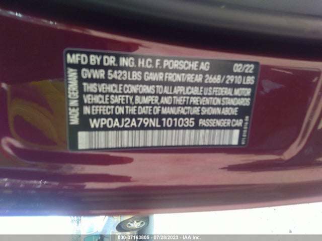 2022 Porsche Panamera, VIN: WP0AJ2A79NL101035