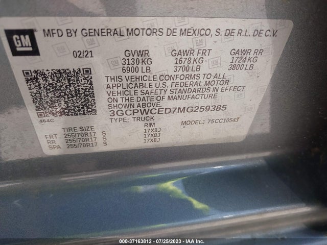 Chevrolet Silverado 1500 Lt 2021 3GCPWCED7MG259385 Image 9
