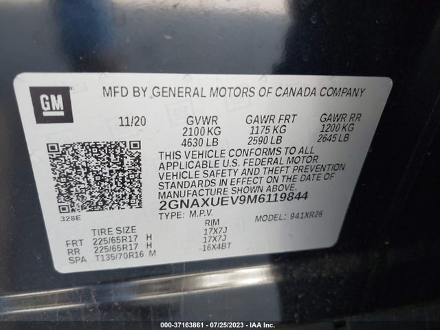 Chevrolet EQUINOX LT 2021 2GNAXUEV9M6119844 Image 9