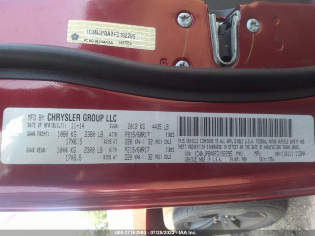 1C4NJPBA0FD192295 Jeep Patriot Altitude Edition