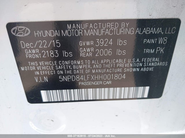 Hyundai ELANTRA SE 2017 5NPD84LFXHH001804 Image 9