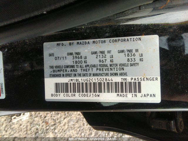 2012 MAZDA MAZDA3 I SPORT VIN: JM1BL1UG2C1502844