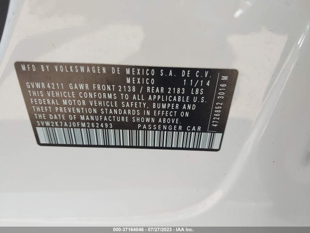 3VW2K7AJ0FM262493 Volkswagen Jetta Sedan 2.0l S W/technology