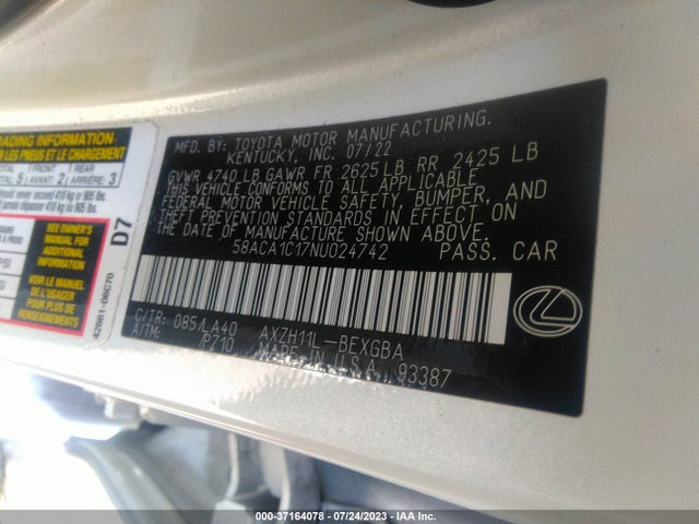 2022 Lexus ES, VIN: 58ACA1C17NU024742