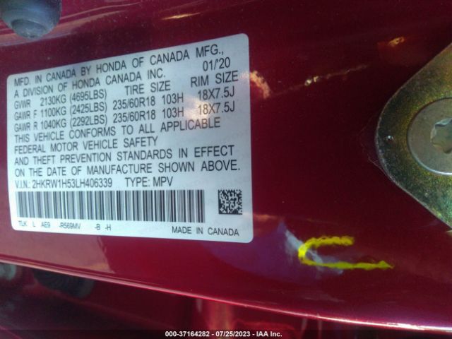 2HKRW1H53LH406339 Honda CR-V EX