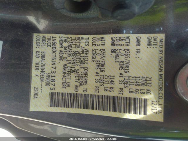 1N6BD0CT6JN731875 Nissan Frontier Sv