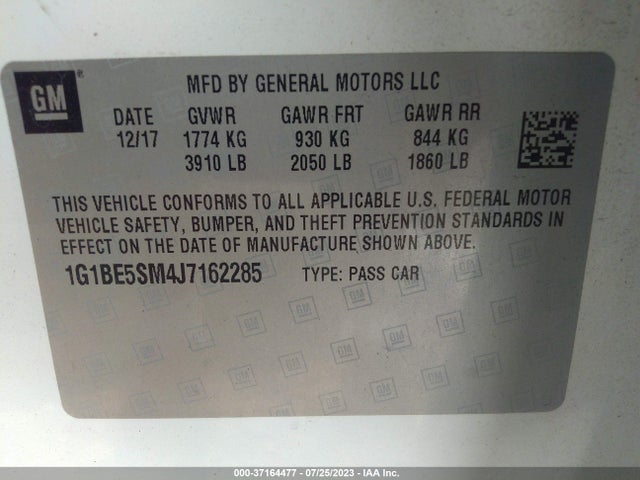 Chevrolet CRUZE LT 2018 1G1BE5SM4J7162285 Image 9