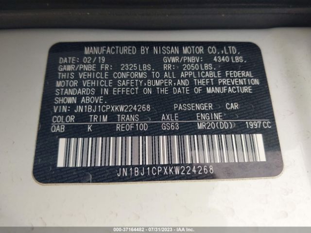 JN1BJ1CPXKW224268 Nissan Rogue Sport Sv