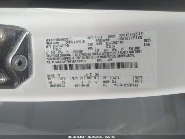 1FMCU0F70FUA73310 Ford ESCAPE S