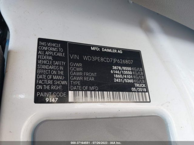 WD3PE8CD7JP626807 Mercedes-Benz SPRINTER CARGO VAN