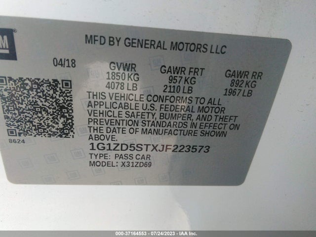 Chevrolet MALIBU LT 2018 1G1ZD5STXJF223573 Image 10
